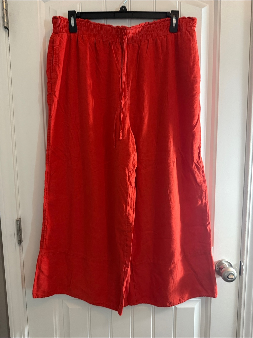 LC Lauren Conrad Red Wide-Leg Linen Blend Trousers